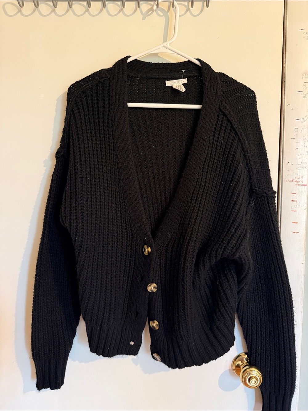 Full Tilt Black Chunky Button-Front Cardigan